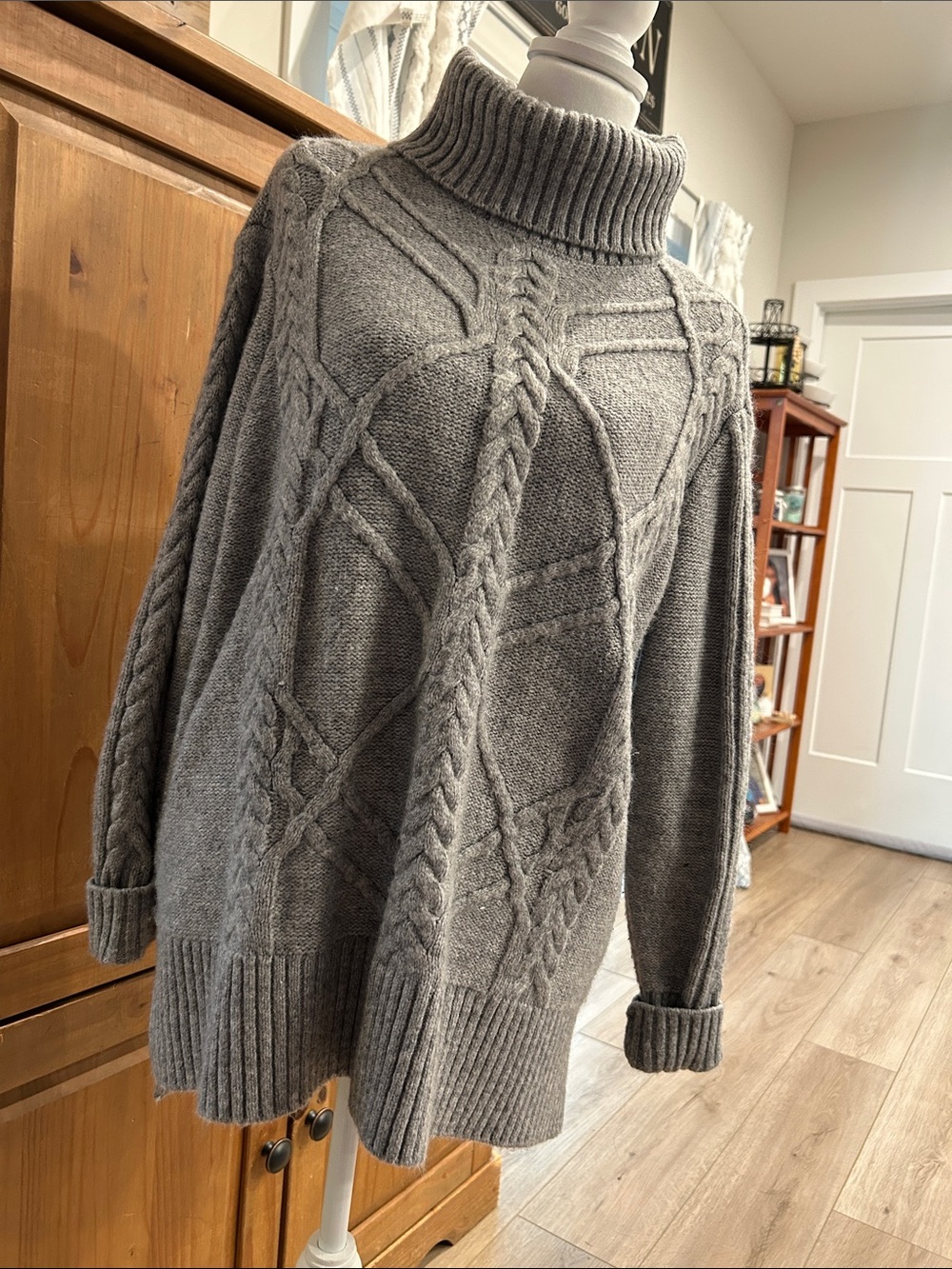 Simply Vera Vera Wang Charcoal Cable Knit Turtleneck Sweater